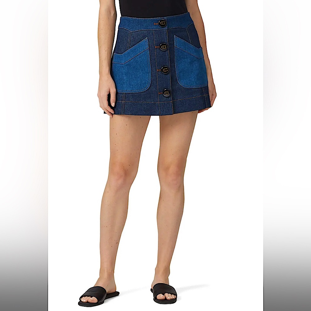 COACH patchwork denim mini skirt blue SZ 4